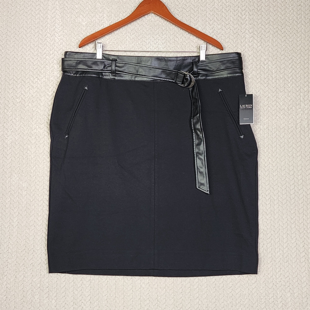 Lauren Ralph Lauren Belted Ponte Pencil Skirt Womens 20W NWT MSRP $165